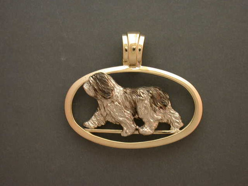 Frame Oval Slim For Onxy W Polish Lowland Sheepdog Full Body L Pendant