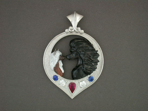 Frame With Poodle And Chinese Crested Custom Pendant