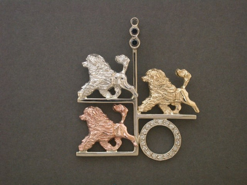 Frame 3 Bar Stand W Portuguese Water Dog Pendant