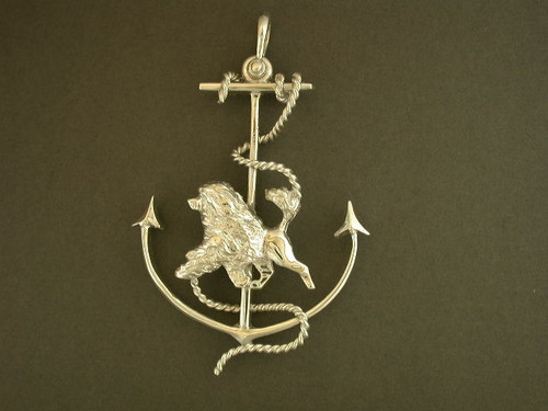 Frame Anchor With Portuguese Water Dog Custom Silver Pendant