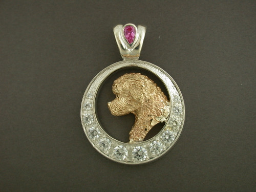 Frame Circle 12 Holes With Portuguese Water Dog Pendant