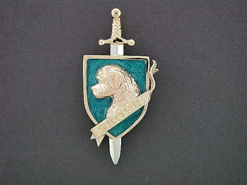 Frame Med Evil Shield With Portuguese Water Dog Custom Logo Pendant