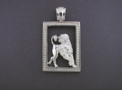 Frame Rectangular Beaded Lrg With Portuguese Silver Pendant