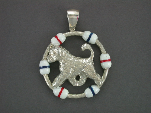 Frame Rope And Buoy With Portuguese Water Dog Silver Pendant