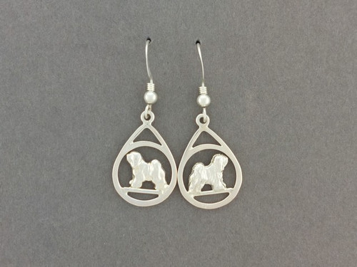 Earrings Tear Drop With Tibetan Terrier