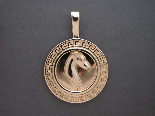 Frame Greek Round W Whippet Head Pendant