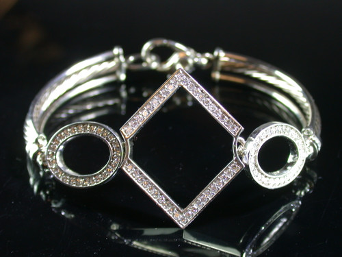 Bracelet Twisted Cable Square And Oval With Diamond