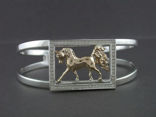 Bracelet Cuff Dbl Bar With Arabian Horse