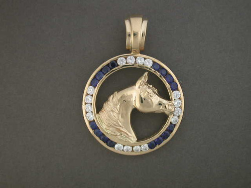 Frame Circle For Stone Larg E With Arabian Horse Pendant