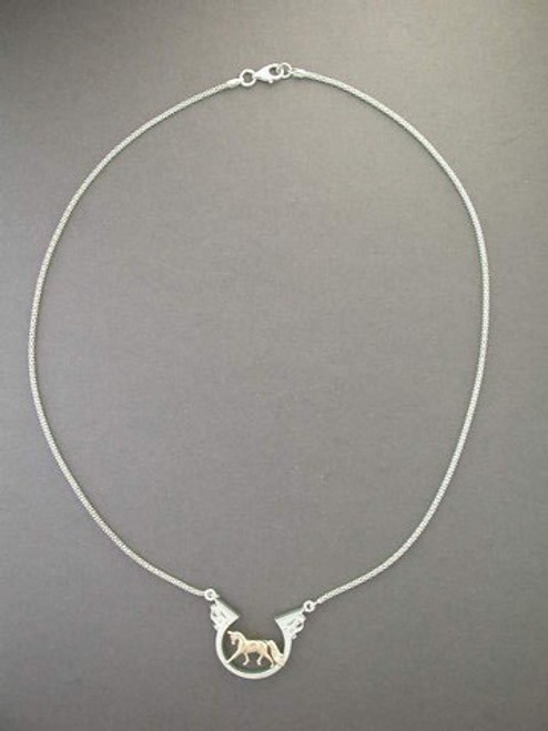 Frame Key Hole Necklace With Arabian Horse Pendant