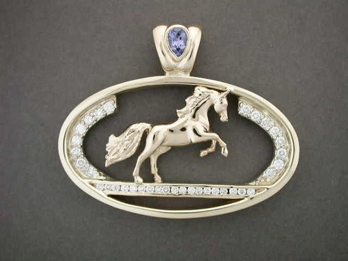 Frame Oval Stone Floor X Lrg With Arabian Horse Pendant