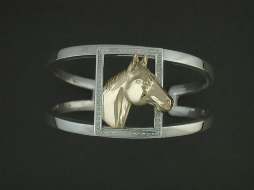 Bracelet Cuff Dbl Bar With Quarter Horse