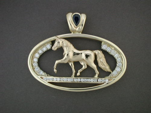 Frame Oval Stone Floor X-Lrg With Quarter Horse Pendant