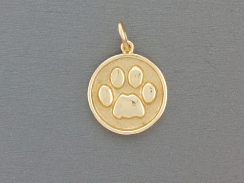 Paw Print Round Disc Med Pendant