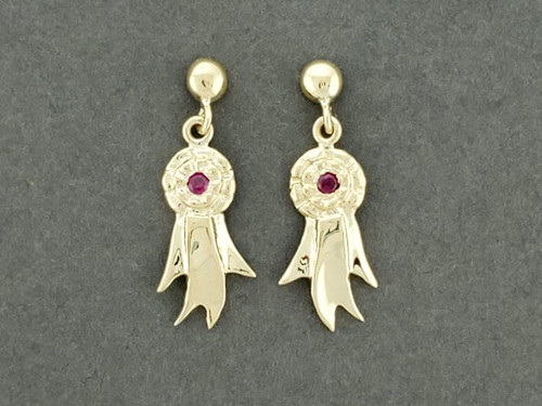 Rosette Earrings Small With Rubies