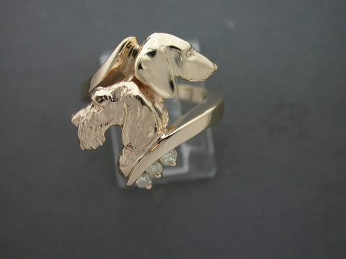 14k Yellow gold Dachshund ring with diamonds