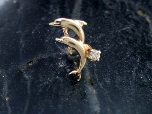 Dolphins Jumping With Diamondmond Earring