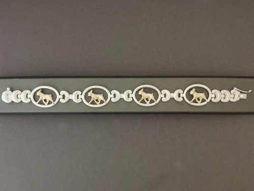 Bracelet Antique Bone Link With Boston Terrier