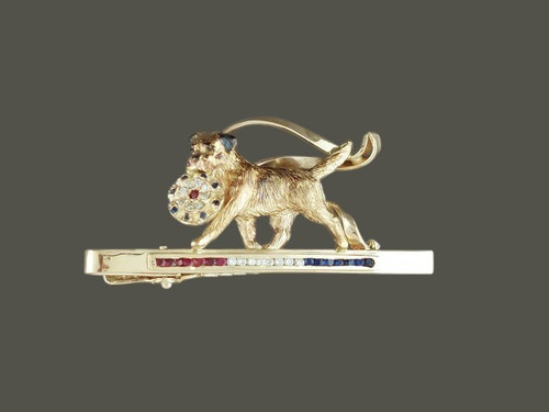Rosette Tie Bar With Border Terrier  Pendant