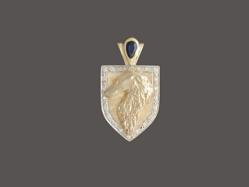 Frame Med Evil Shield With Borzoi Pendant