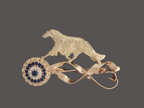Rosette With Borzoi Gaiting Pendant