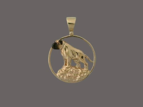 Frame Cir With Bullmastiff On Rock  Pendant