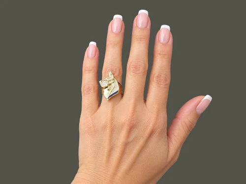 Great Dne Ring Cutout Solid With Diamonds Pendant
