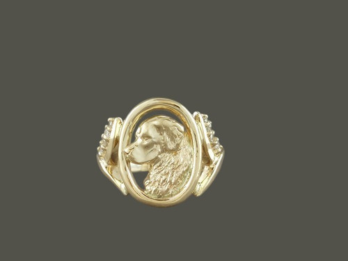 Ring Shank With Side Stone  Golden Retreiver