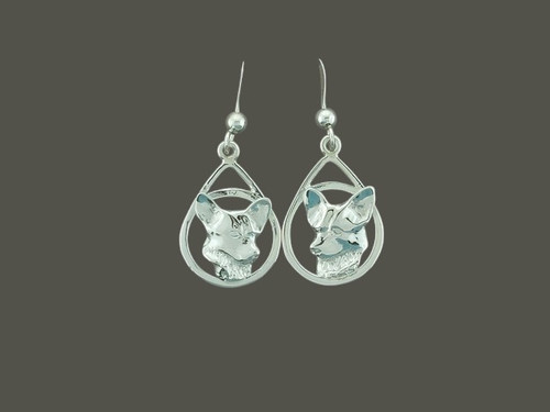 Earrings Tear Drop With Pembroke Welsh Corgi