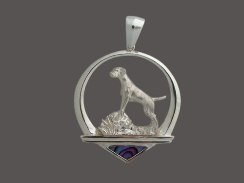 Frame Circle Pedestal With Vizsla On Rock Pendant