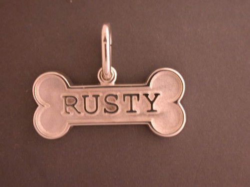 Dog Bone Name Tag Siver Custom Pendant - Originals by Omar