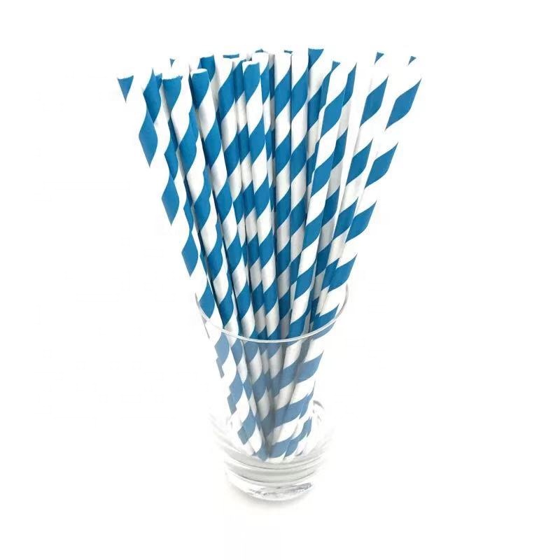 Restaurantware 7.8 inch Paper Straws for Drinking, 100 Sturdy Eco-Friendly Paper Straws - Biodegradable, Solid Design, Blue Paper Biodegradable