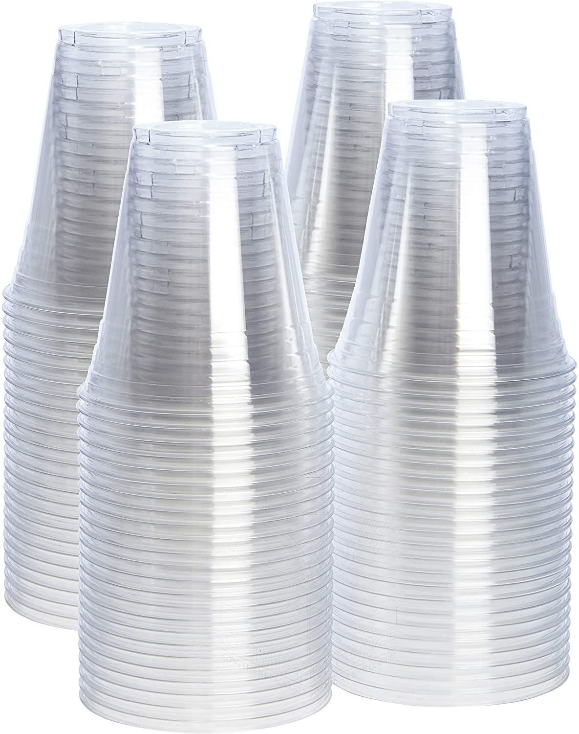 Bev Tek 12 oz Round Frosted Clear Plastic Hot / Cold Drinking Cup - 3 1/2  x 3 1/2 x 4 1/2 - 100 count box