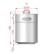 Mini Keg - 2L Stainless - Dimensions