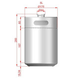 Mini Keg - 5L Stainless - Dimensions