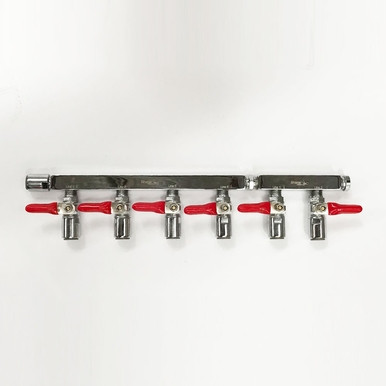 CO2 Distributor - 6-Way with Push-In Fittings