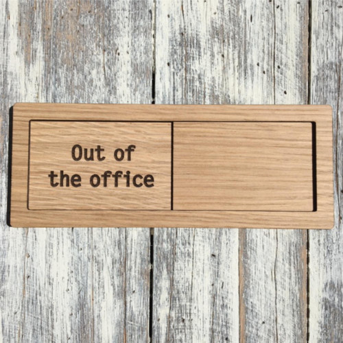 Small oak veneered slider door signs - your sign details can be engraved into oak veneered wooden signs.  A lightweight wooden sign that is ideal for meeting rooms, hotels and care homes. Signs can also be stained and printed to your corporate colours.