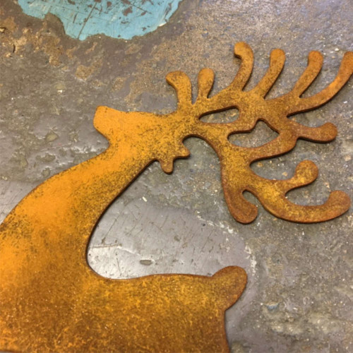 Corten Steel Reindeer Christmas Decoration, Rusty Steel Reindeer 