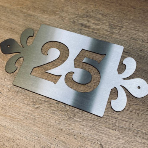 316 stainless steel house names and numbers. Fleur de lis design. Marine grade stainless steel house signs.