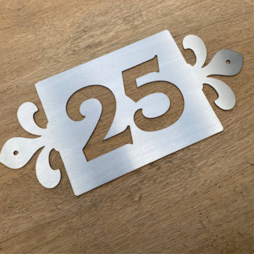 316 stainless steel house names and numbers. Fleur de lis design. Marine grade stainless steel house signs.
