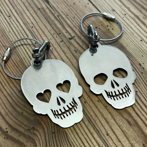 stainless steel bag charms - skull and sugar skulls