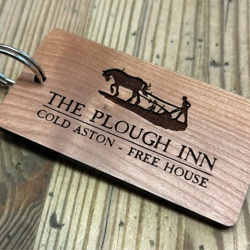 wooden hotel room keyfob engraved cherry wood