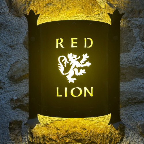 Powder coated steel wall light sign with up/down light