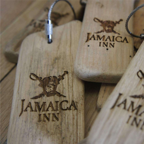personalised driftwood hotel keyring engraved with room number