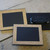 Printed blackboard wooden frame badges - with room to write names within the printed wooden frame (with a chalkboard pen). Magnetic or pin attachments.