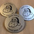 Stainless steel laser marked Santa badges - contour cut to any shape.