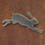 Rustic Corten steel garden plant pot - close up of on of the decorative hare silhouettes.