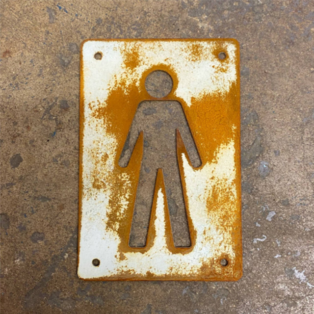 Rusty steel painted Men's toilet sign - vintage look rusty steel toilet ...