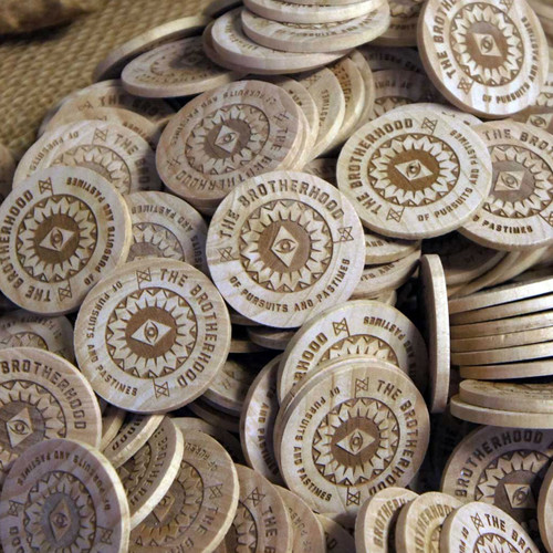 Personalised wooden engraved tokens UK - laser engraved wooden tokens