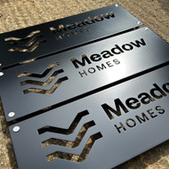 Laser cut powder coated stainless steel business signs